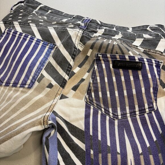 VTG 90s Roberto Cavalli /Ittierre AOP Psychedelic Illusion Stripe Jeans Size 28 - Picture 6 of 16